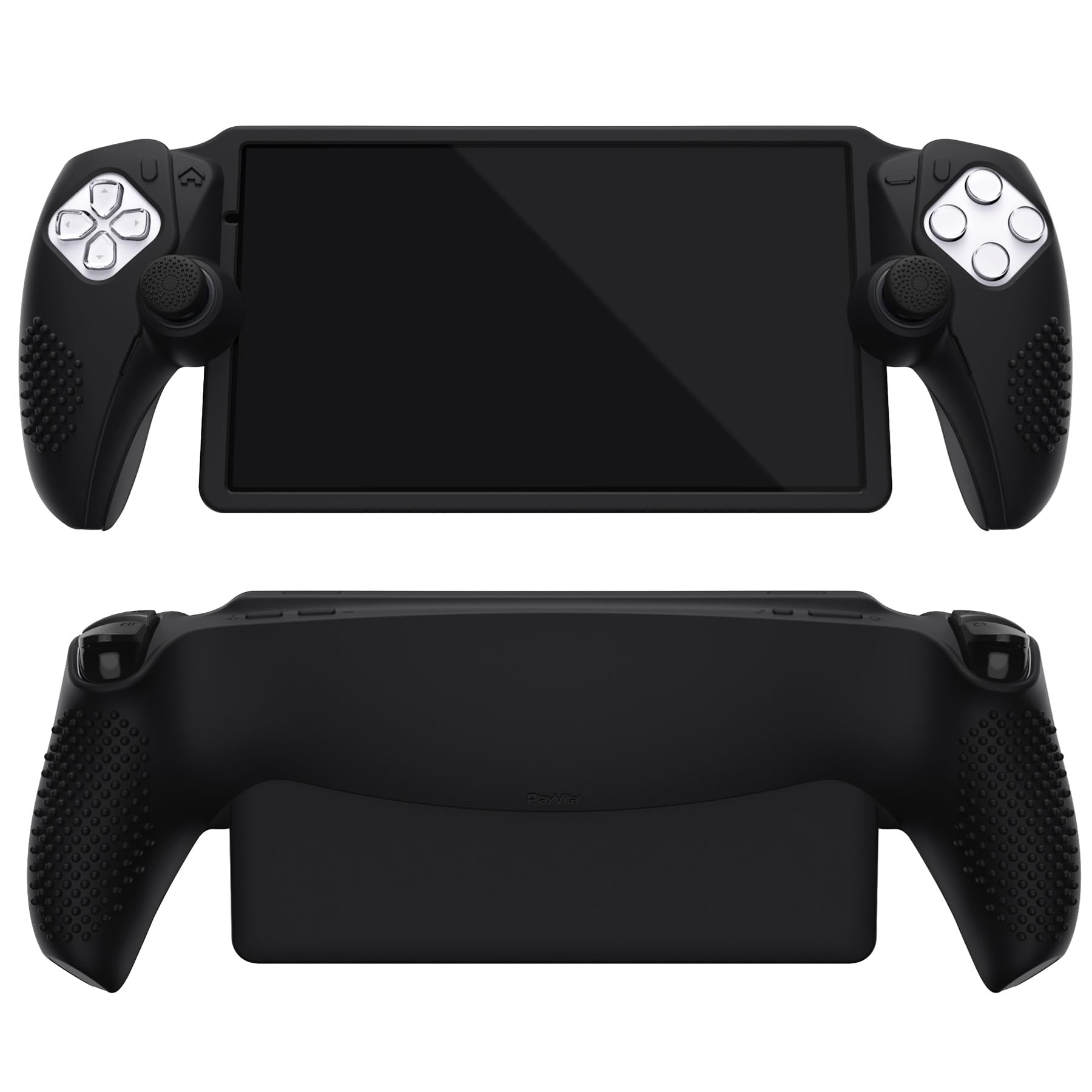 PlayVital Non-Slip Silicone Cover for PS Portal with Thumb Grips, Protective Case Skin for PlayStation Portal Remote Player, 3D Studded Design, Black