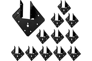 AOKLIT 12 Pcs Black Hurricane Ties Clips, 13 Gauge Thickness 2.2mm Joist Hangers with Screws, Roof Brackets Fit 2X Truss to R