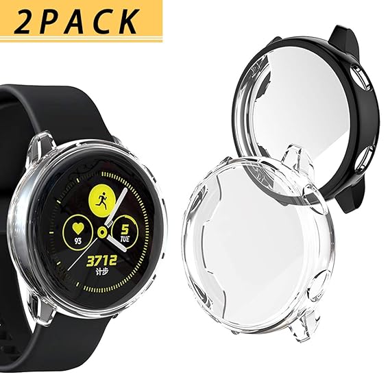 [2 Pack] UBOLE Samsung Galaxy Watch Active Case, TPU Scratch-Resist Frame Protective Cover Shell Full Coverage Clear Screen Protector for Samsung ...