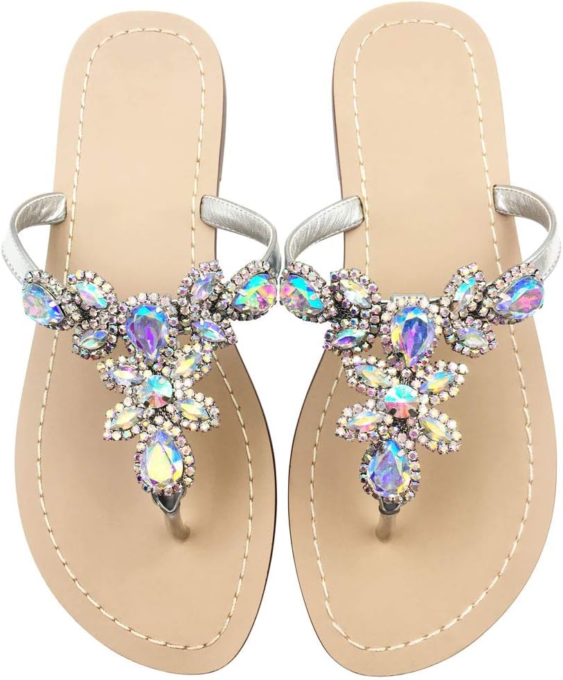 Hinyyrin Available in 13 Colors,Rhinestone Sandals,Women's Flat Sandals,Flip Flop,Jeweled Sandals