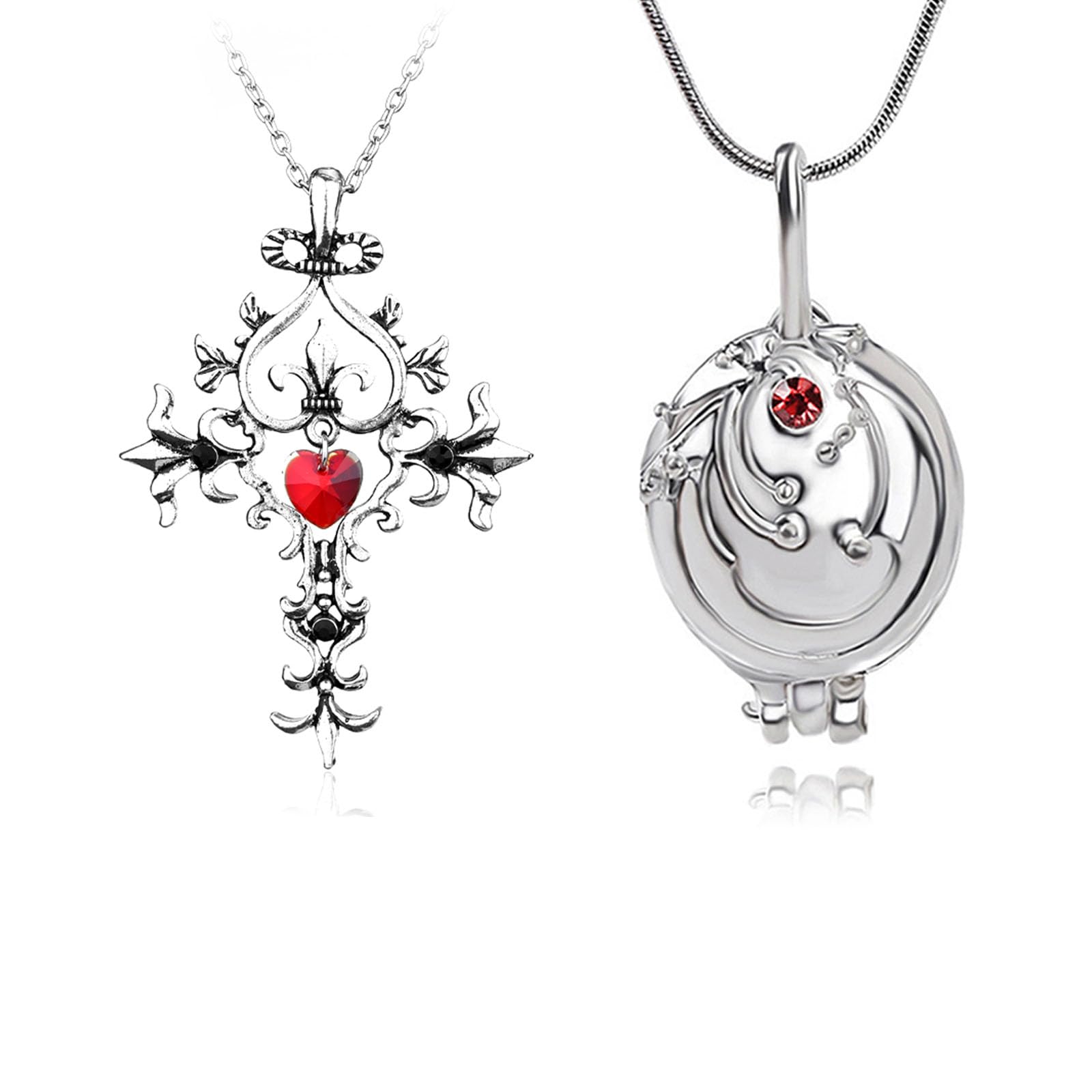 HJYZY The Vampire Jewelry Elena Opening Vervain Locket Necklace Pendant Necklace Vintage Cross Symbol Pendant with Sticker Total 12 pcs