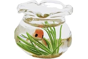 Goodliest Dollhouse Fish Tank, 1:12 Scale Miniature Resin Accessories for Garden Scene Decor Random Color Round