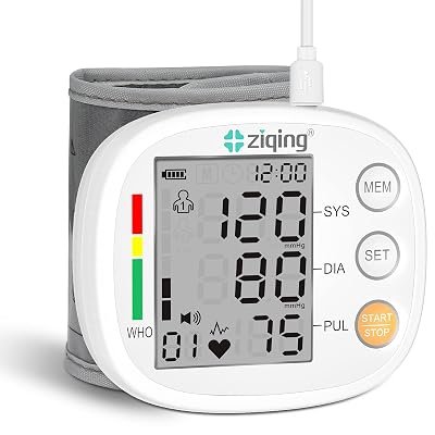 KIKEANG Wrist Blood Pressure Monitor, Rechargeable Bp Cuff Wrist & Accurate 2x99 Data Large LCD Screen Display for Home/Trave/Office Use