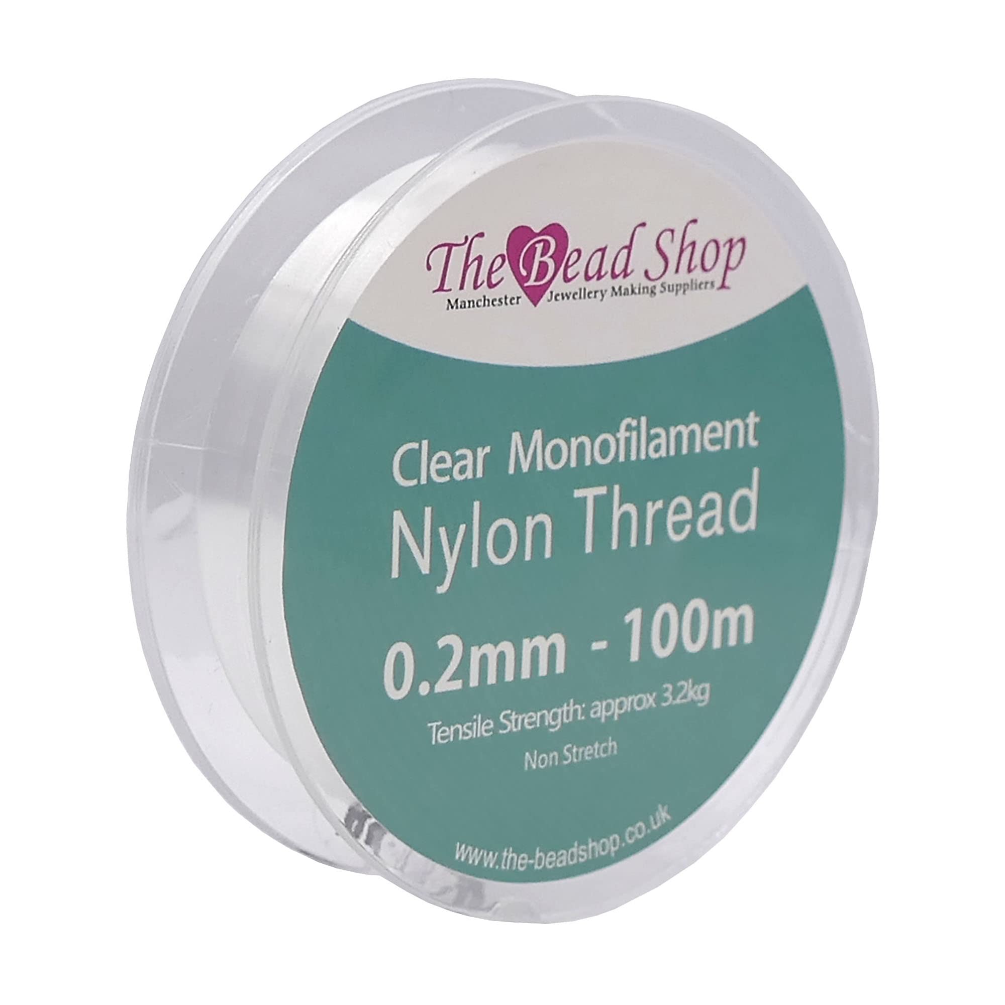 Clear Nylon Thread 0.2mm - Invisible String for Decoration Hanging, Sewing, Beading, Strong Non-Stretch Nylon Wire, 3.2kg Tensile Strength - 100m Spool
