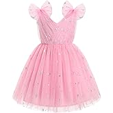 IMEKIS Toddler Kids Girls Butterfly Dress Sparkle Sequins Tulle Wedding Formal Birthday Dresses 2-10T