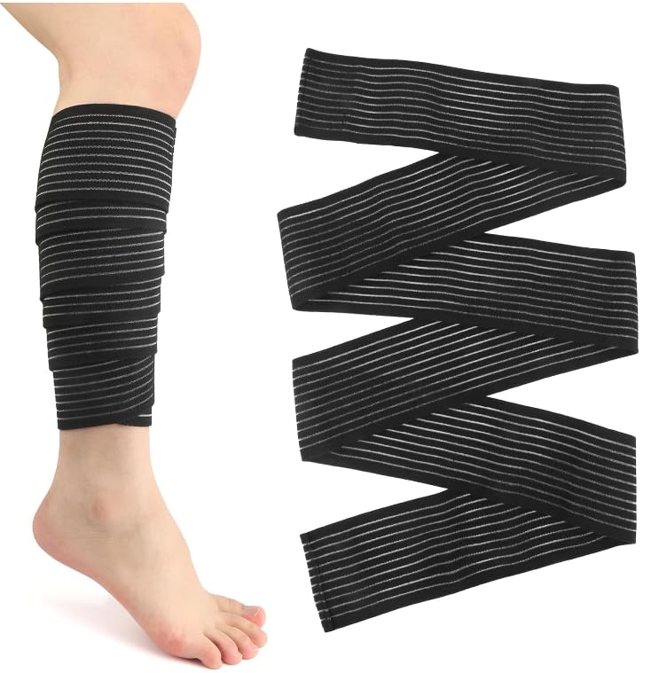 KEAHND 4 pcs Elastic Calf Compression Bandage Sleeve,Calf Compression Sleeves for Women or Men,Leg and adjustable supports for sports, fitness and running