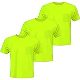 New Olym High Visibility Short Sleeve T Shirts Safety Fit Work Shirts Sun Protection Construction Shirts for Men