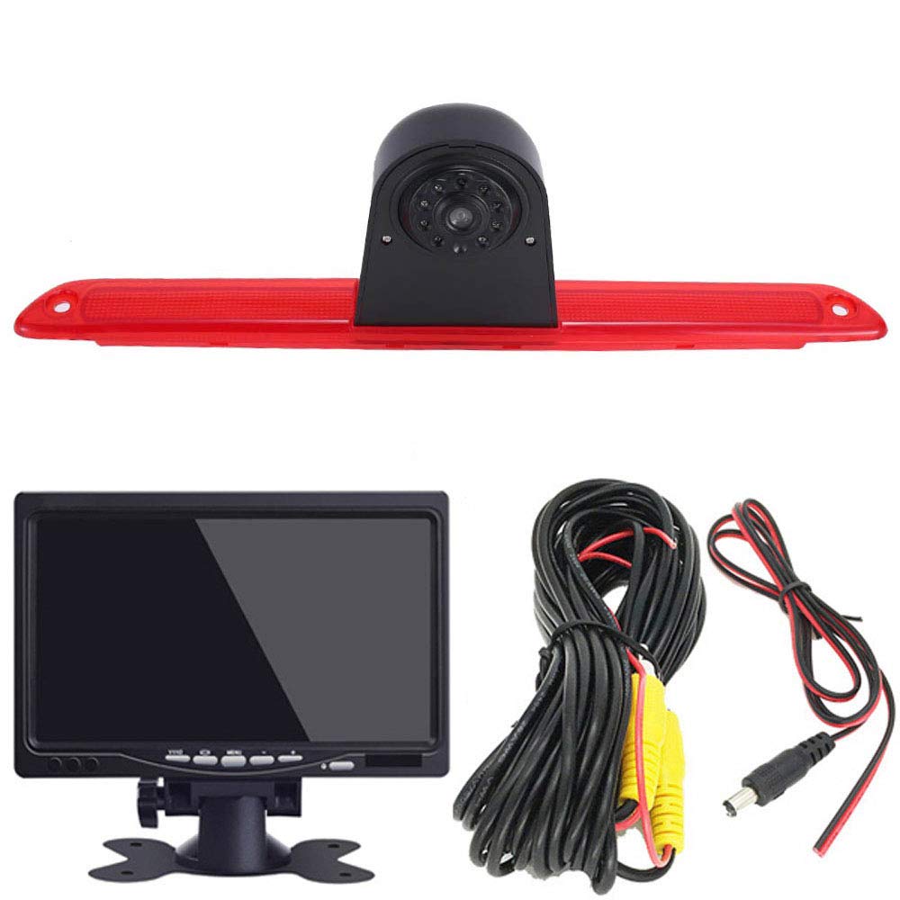 HD Reversing System Brake Light Reversing Camera Van Roof Camera Parking Aid with Angle Adjustable Night Vision Compatible with Mercedes Benz Sprinter W906/Crafter Carevelle + 7'' Monitor