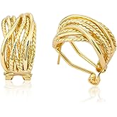 Mytys Two Tone Huggie Hoop Earrings Cross Over Design Twisted Rope Silver Gold Statement Wide Band Clip On Hoops for Women Fashion Jewelry Gift