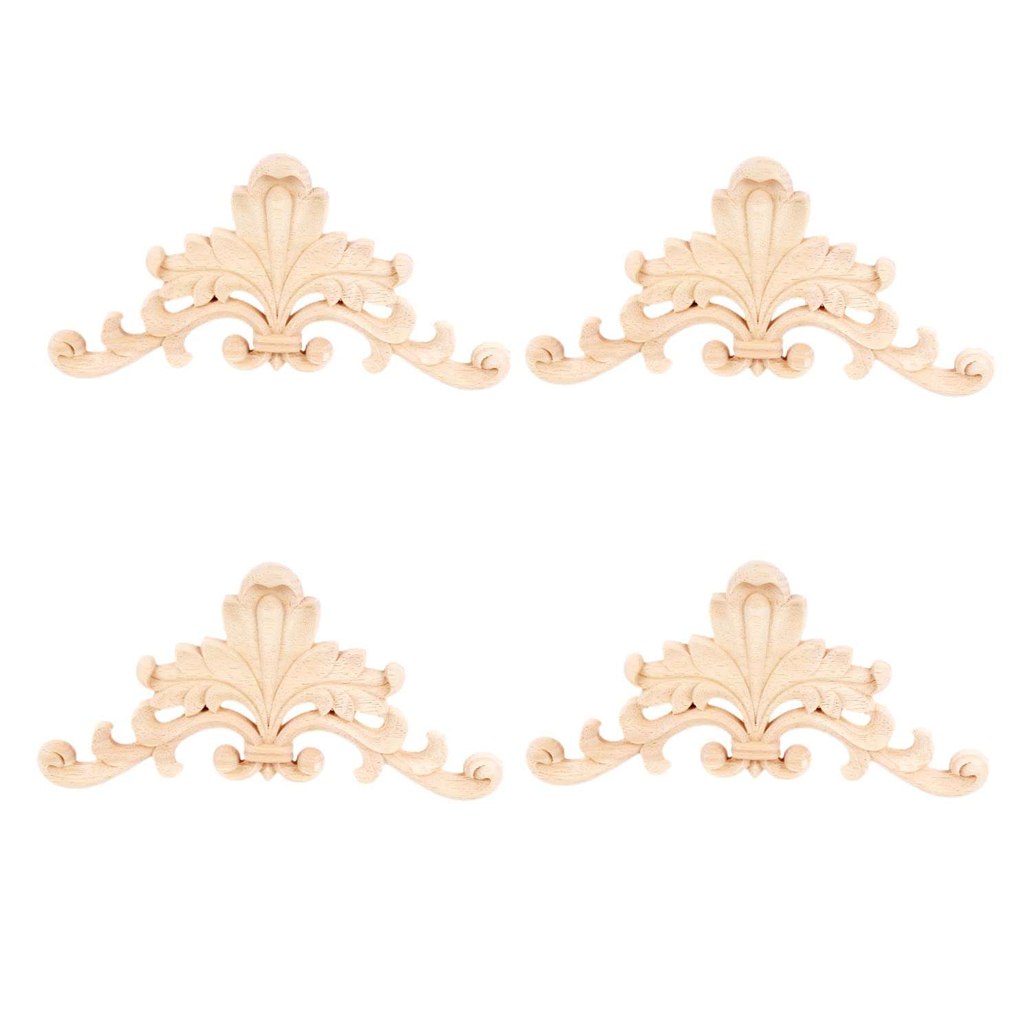 MUXSAM 4pcs Carved Wooden Wood Carved Appliques Retro Woodcarving Decal Bed Door Unpainted Furniture Cabinet Wall Decor Crafts 20x11x11cm