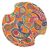 Thirstystone Colorful Paisley Car Cup Holder Coaster, 2-Pack