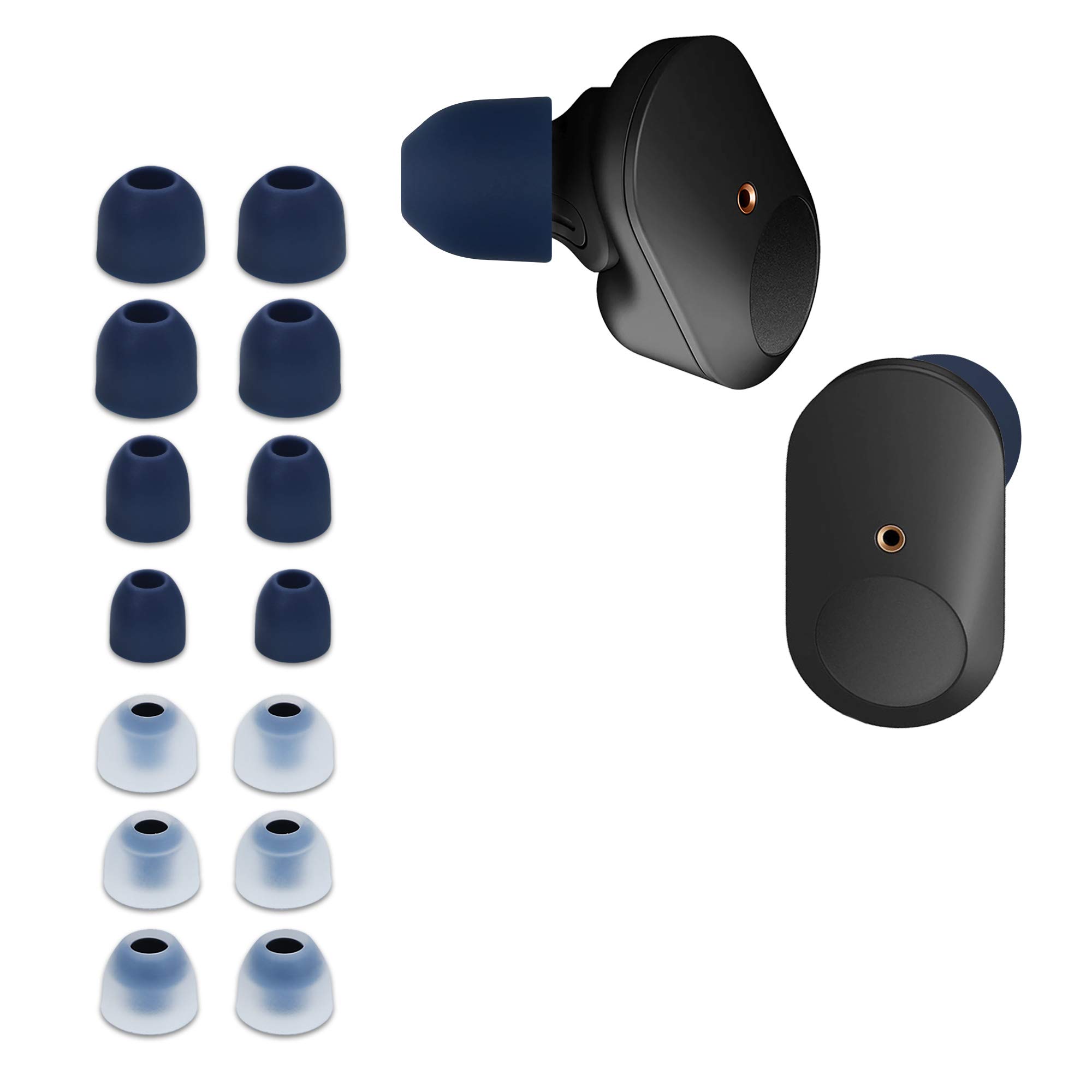 kwmobile 14x Replacement Ear Tips Compatible with Sony WF-1000XM3 / WF-1000XM4 / WF-1000XM5 - Set of Silicone Eartips for Earbuds Headphones