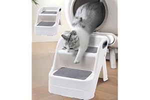 USLUOLE Cat Ramp for Litter Box, Litter Box Ramp for Automatic Cat Litter Box with Non-Slip Rubber Feet, Litter Box Steps Suitable for Older and Small Cats, Easy to Clean