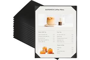 DUPDMKIN 12 Pack Menu Covers 8.5" x 11"， 1 View PU Leather Menu Holders, Restaurant Menu Covers for Wine List, Bar, Cafe, Coffee Shop