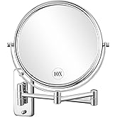 DECLUTTR 8 Inch Wall Mounted Magnifying Mirror with 10x Magnification, Double Sided Vanity Makeup Mirror for Bathroom, Chrome Finished