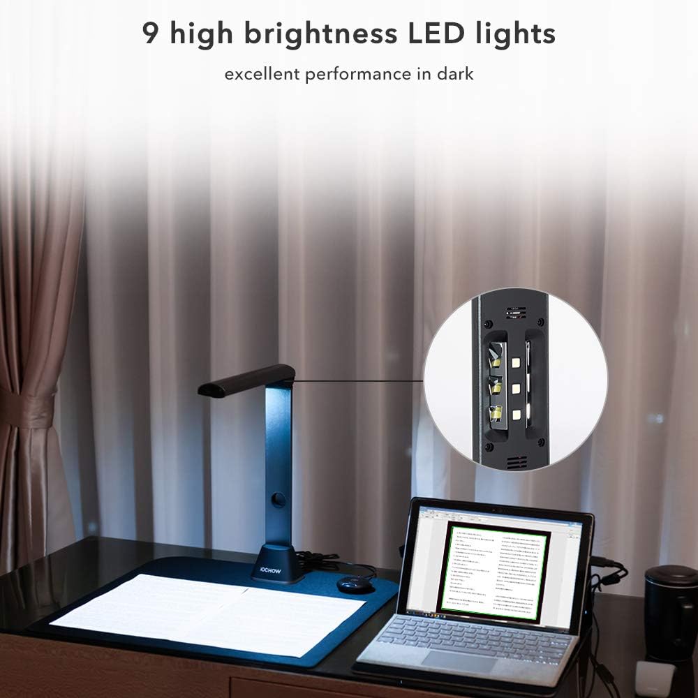 iOCHOW S3 Book & Document Camera, 17MP High Definition Professional Book Document Scanner, Auto-Flatten & Deskew Tech, Max A3 Size, Smart Multi-Language OCR, SDK & Twain for Office and Education : Electronics