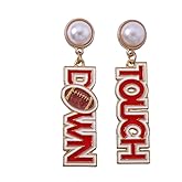 Game Day Earrings for Women Football Touch Down Letter Statement Earrings Cheer Accessories Football Dangle Earrings Decor