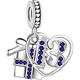 LSxAB Sparkling Birthstone Gift for 13 Birthday Charm Compatible with Pandora Charms Bracelets Gift Box Pendant for Women