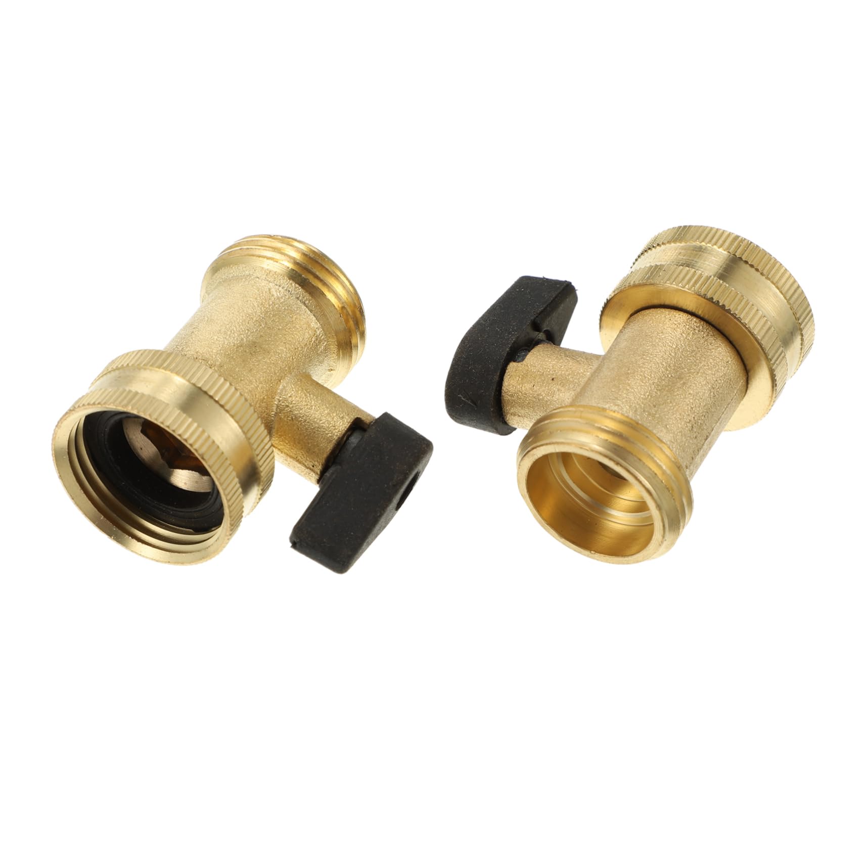 WOONEKY 2pcs Single-Pass Valve American Style Through Connector Brass Shut-Off Valve Shutoff Ball Water Turn Off Switch Garden On Off s