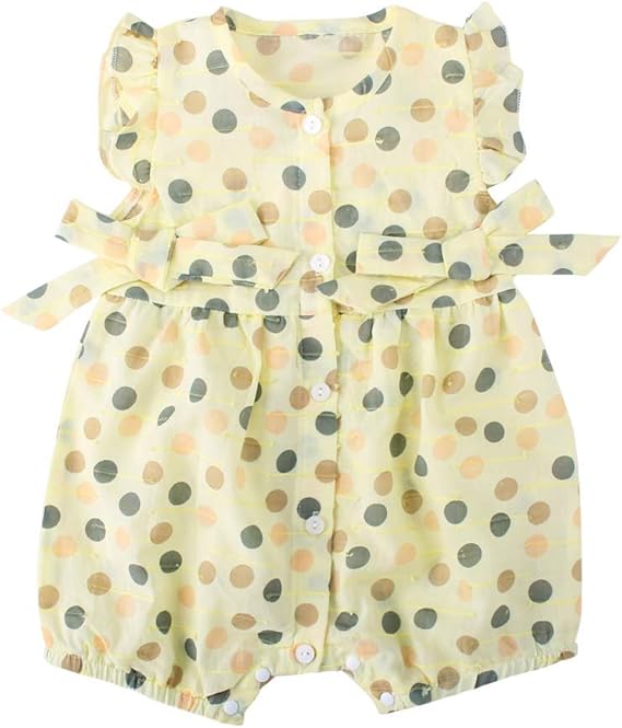 Amazon Co Jp Baby Nest 夏 ベビー服 半袖 ロンパース 新生児服 カバーオール 女の子 かわいい 通園 通学 水玉 コットン イエロー 18 24ヶ月 服 ファッション小物