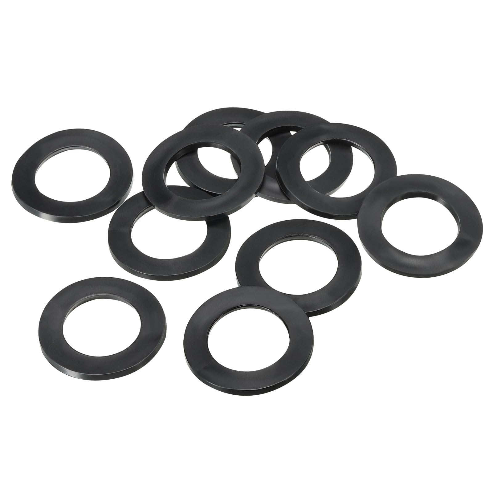 TOP-VIGOR 10Pcs Rubber Flat Washers, 39mm OD 25mm ID 2.5mm Thickness Heavy Duty Black Rubber Grommet Vibration Damping Pads Sealing Gasket Washers for Faucet Pipe Water Hose Fastener Bolt