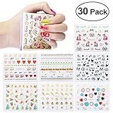 ETEREAUTY Nail Stickers , Christmas Nail Art Stickers, Snowman, Santa,Snowflake, Metallic 3D Designs, 30 Sheets