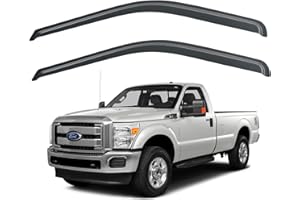 YQAUTEC Window Rain Guards Shield for 1999-2016 Ford F250 F350 F450 F550 Super Duty, Out-Channel Window Wind Deflectors Shades for 2000-2016 F650 F750 Standard Cab, 2PCS