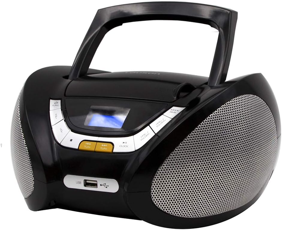 Lauson CP445 CD Player | Portable Radio | USB | Stereo Radio CD MP3 Player for Children | Stereo Player | Headphone Socket | Aux In - LCD Display – Battery and Power Supply (Black)
