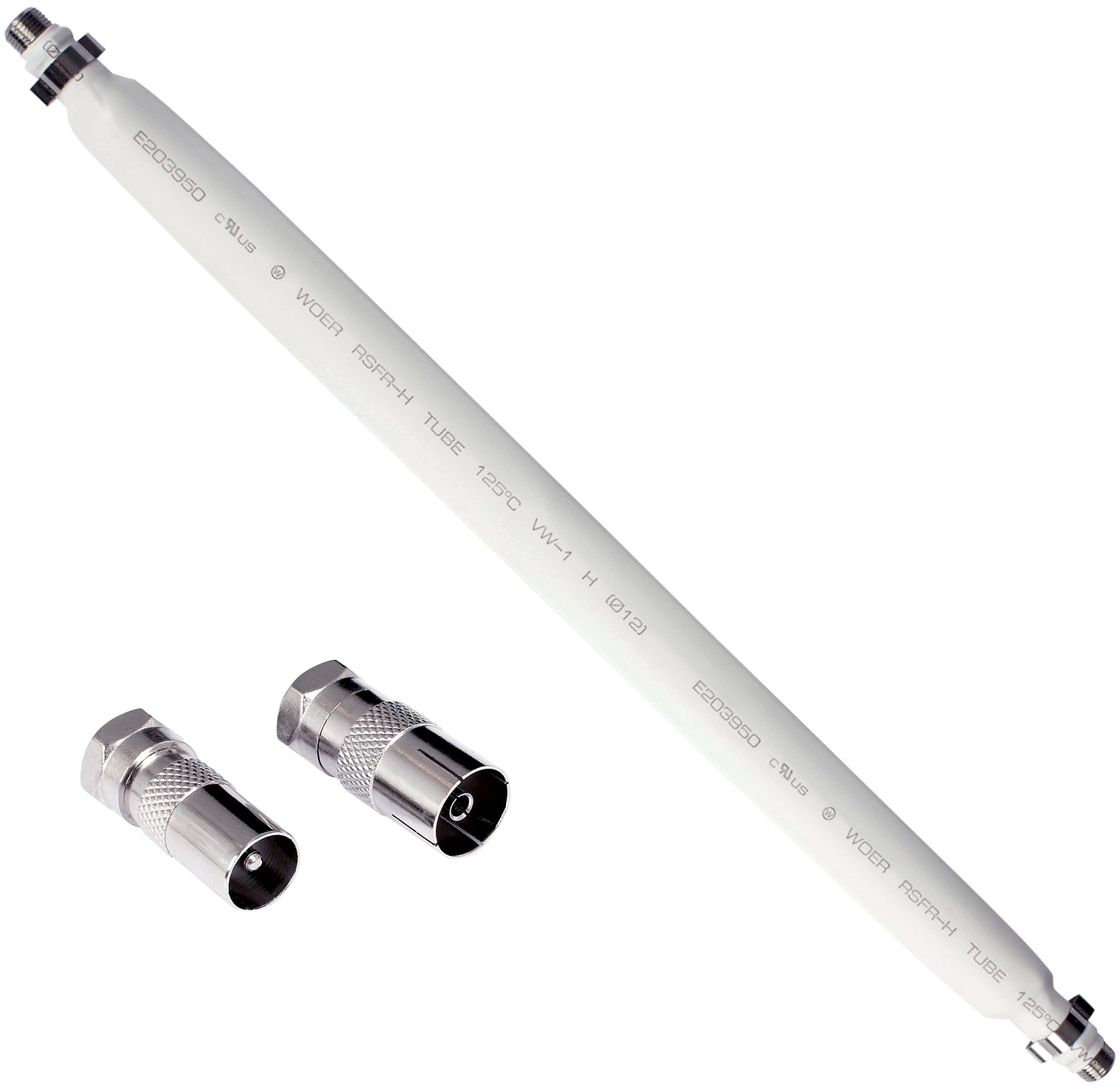 POPPSTAR 1x 31,5 cm SAT window feedthrough cable, colour white, 2x F-Connectors to antenna (1x male, 1x female)