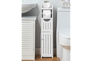 AOJEZOR Toilet Paper Holder Stand: Bathroom Storage Cabinet - Toilet Paper Holder Fit for Mega Roll,White