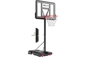 AWII SPORT Basketball Hoop Outdoor 44 Inch Shatterproof Backboard 4.8-10ft Height Adjustable Portable Basketball Hoop Goal System for Kids Youth Adults Play in Backyard/Courts/Indoor