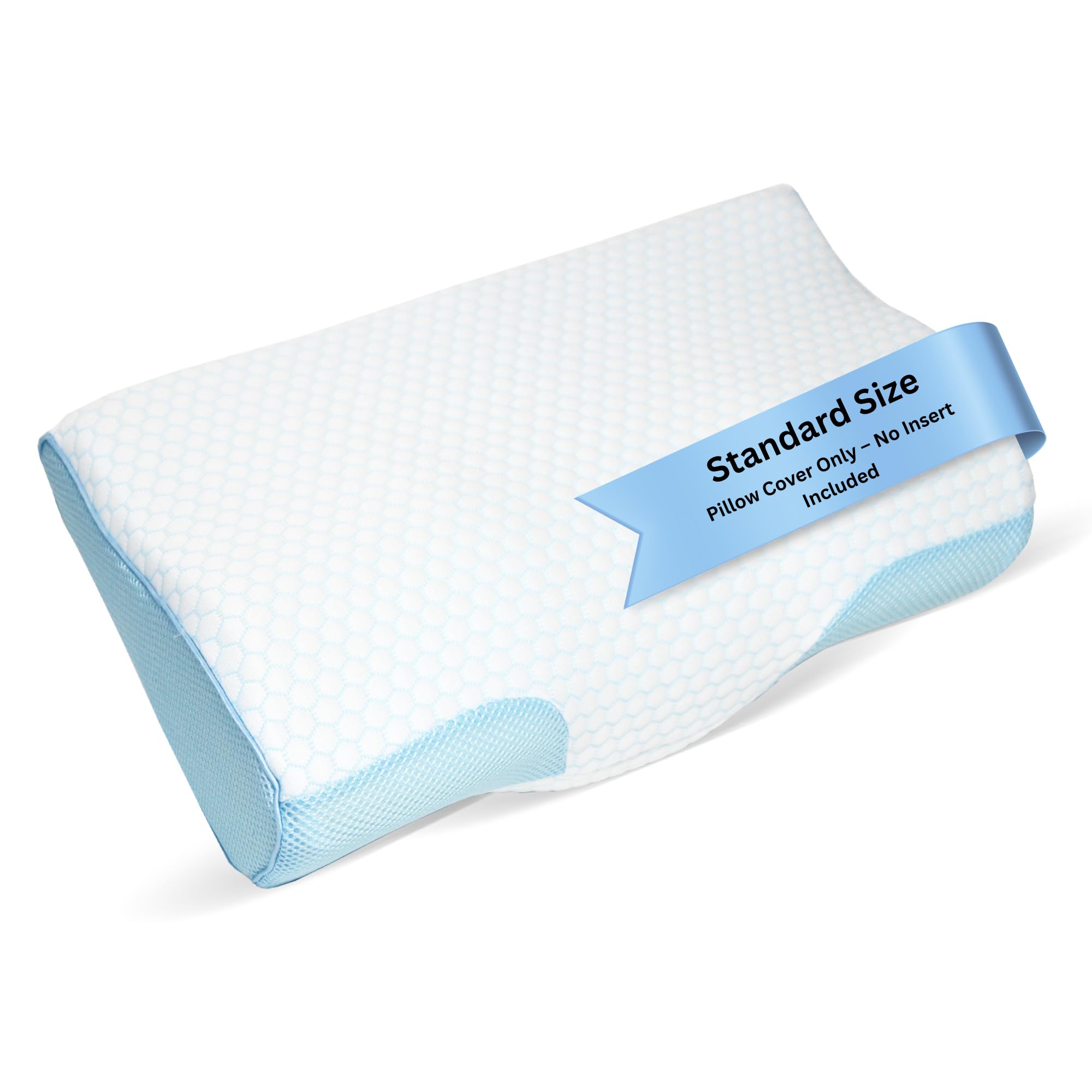 Derila Cooling Pillowcase Optimal Temperature Control for Your Pillow for Perfect Sleep. Quality Material, White/Blue Pillow Case