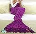 Hughapy Knitted Mermaid Tail Blanket for Adults, Teens, Kids Crochet Snuggle Mermaid, All Sleeping Blanket with Beautiful Tassel Tail (Adult,Purple)