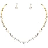 Lovejftty Women's Bridal Jewelry Set for Wedding Brides Bridesmaids, Elegant Prom Costume Necklace and Earring Jewelry Set for Women Evening Wear