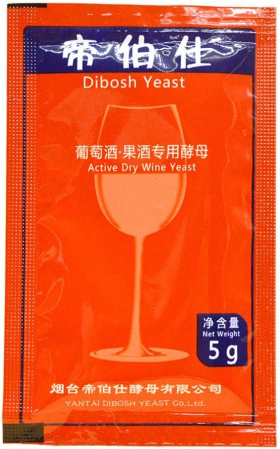 Home Brew Wine Yeast, 5g/50g Active Yeast for Wine - Fruit, Cider, Red Wine, White Wine, Champagne, Saccharomyces Cerevisiae Sachets Active Dry Yeast (5g For 25 KG Grape)