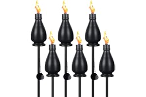tewei 6 Pack Metal Citronella Torches Outdoor, 60 Inch Garden Torches for Outside, Upgraded Metal Torches for Yard, Black Tabletop Torch Decorative Light for Backyard Pathway Patio Party