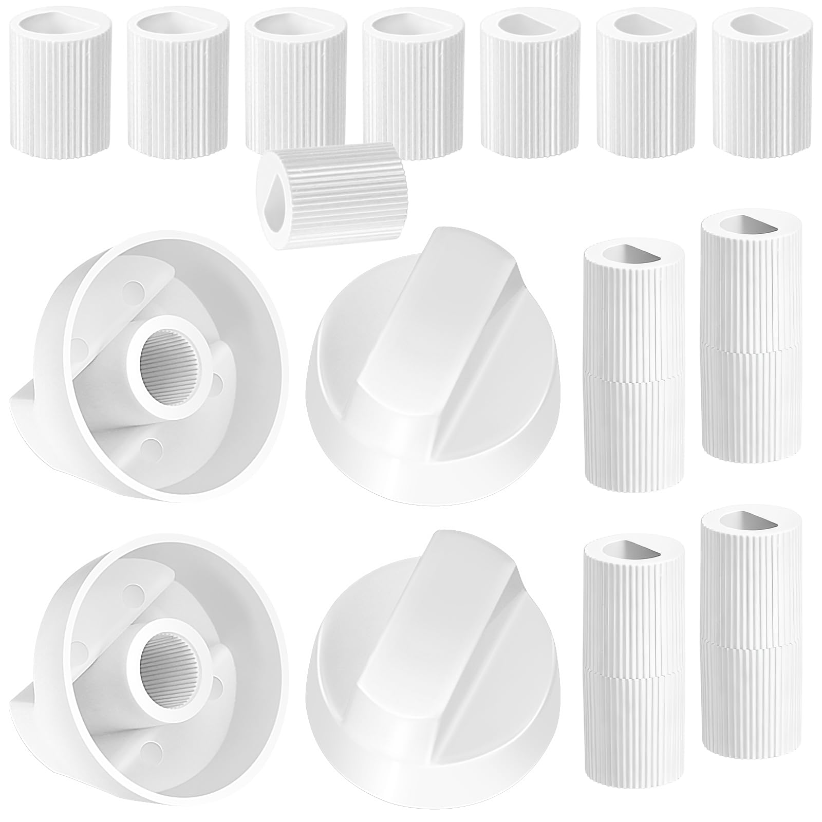 Photo 1 of 4 Pack Control Knobs with Replacement for 12 Adapters, Stove Knobs Replacements, Upgrade Knobs, Wide Application for for Oven Stove Range (White)
