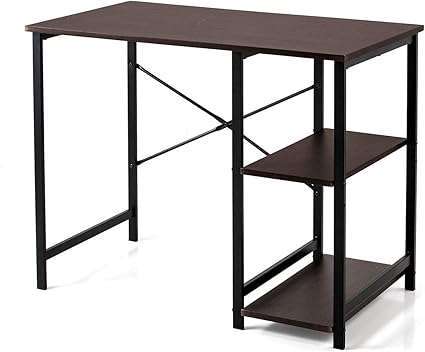 Amazon サンワダイレクト パソコンデスク 幅90 奥行50cm シェルフ付き モニターアーム取付対応 左右入れ替え対応 ブラウン 100 Deskn005 デスク 文房具 オフィス用品