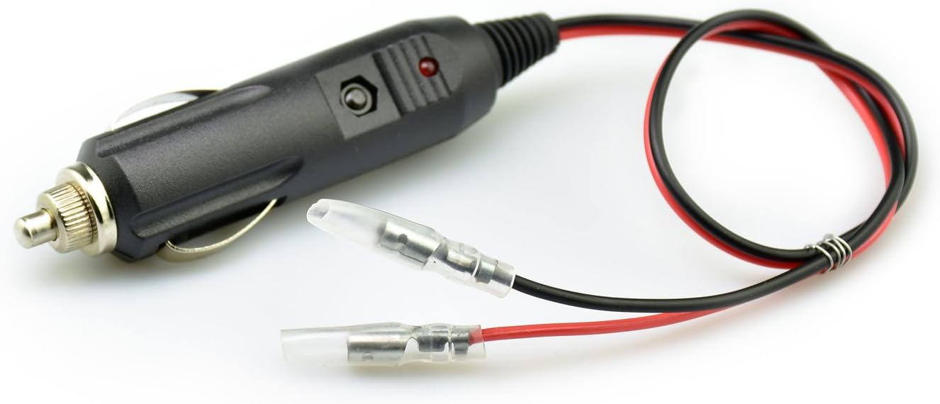 28CM Longer Wide Voltage 12V-24V Fused Replacement Cigarette Lighter Plug with Leads