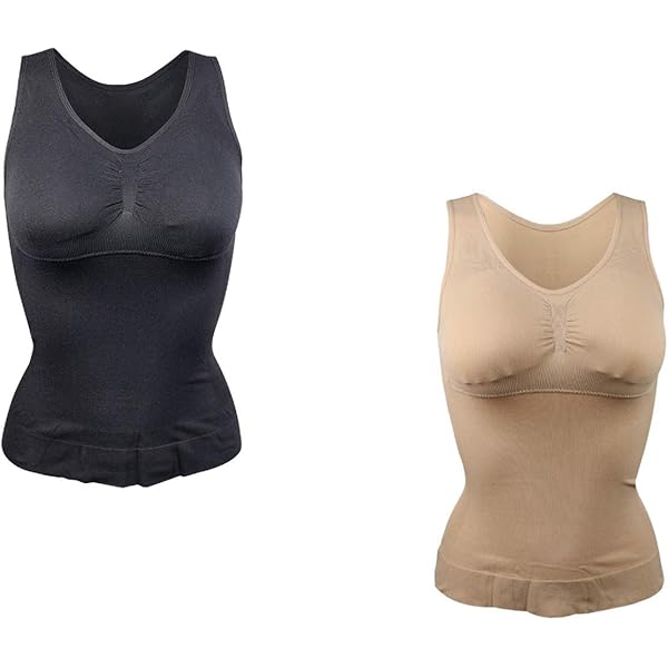 2-Pack Women's Shapewear Tank Top Cami Skinny Shaper with Built in