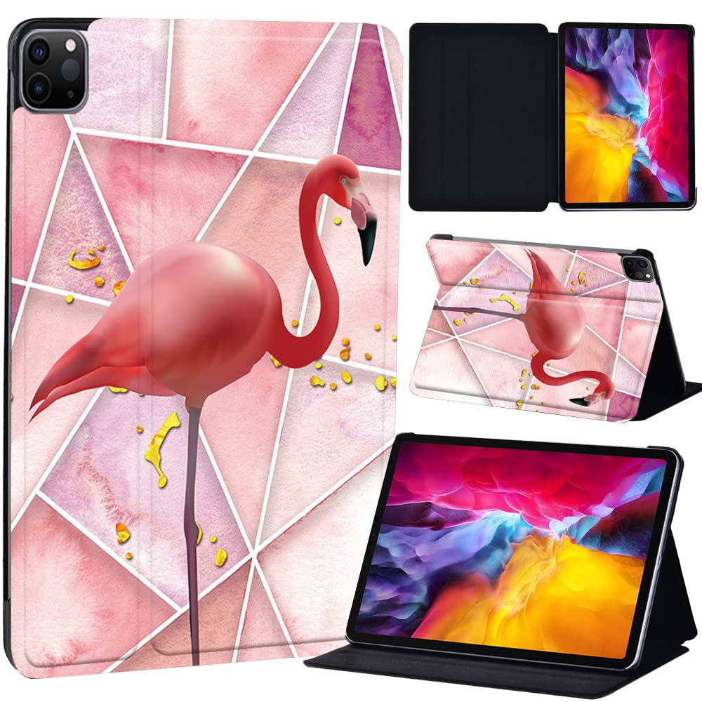 PU Leather + hard shell Ultra slim lightweight Folio Flip Tablet Stand Smart Cover Case Fit iPad Air 4 10.9" (2020) / iPad Pro 11" (2018 2020 2021) (flamingo016)