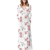 LILBETTER Women's Long Sleeve Loose Plain Maxi Dresses Casual Long Dresses with Pockets