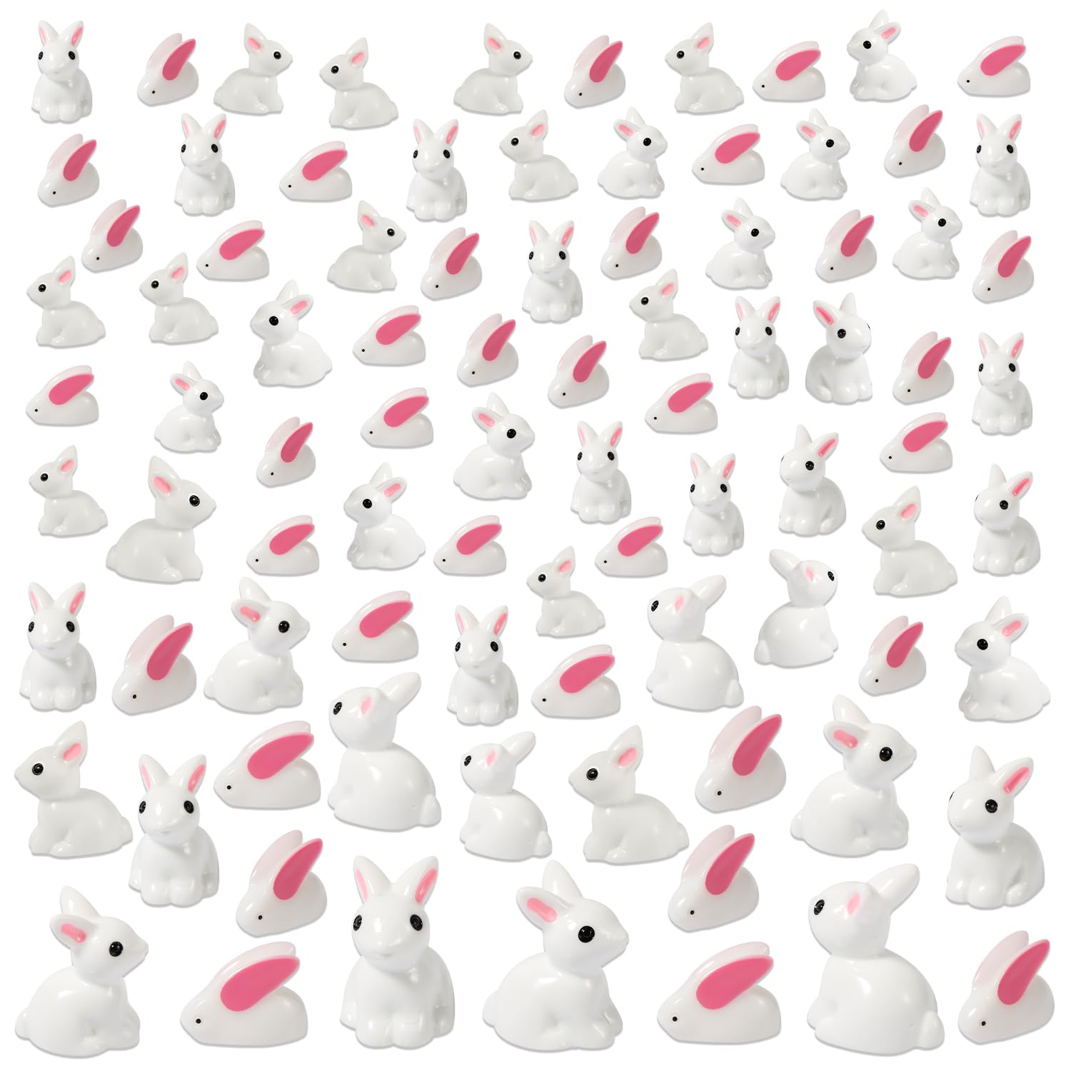NQEUEPN 64pcs Miniature Rabbit Figurines, Mini Toys Resin Animal Tiny Bunny Figurines Easter Bunny Decorations for Garden Landscape Crafts Ornaments Potted Plants Dollhouse Cake Topper Decor