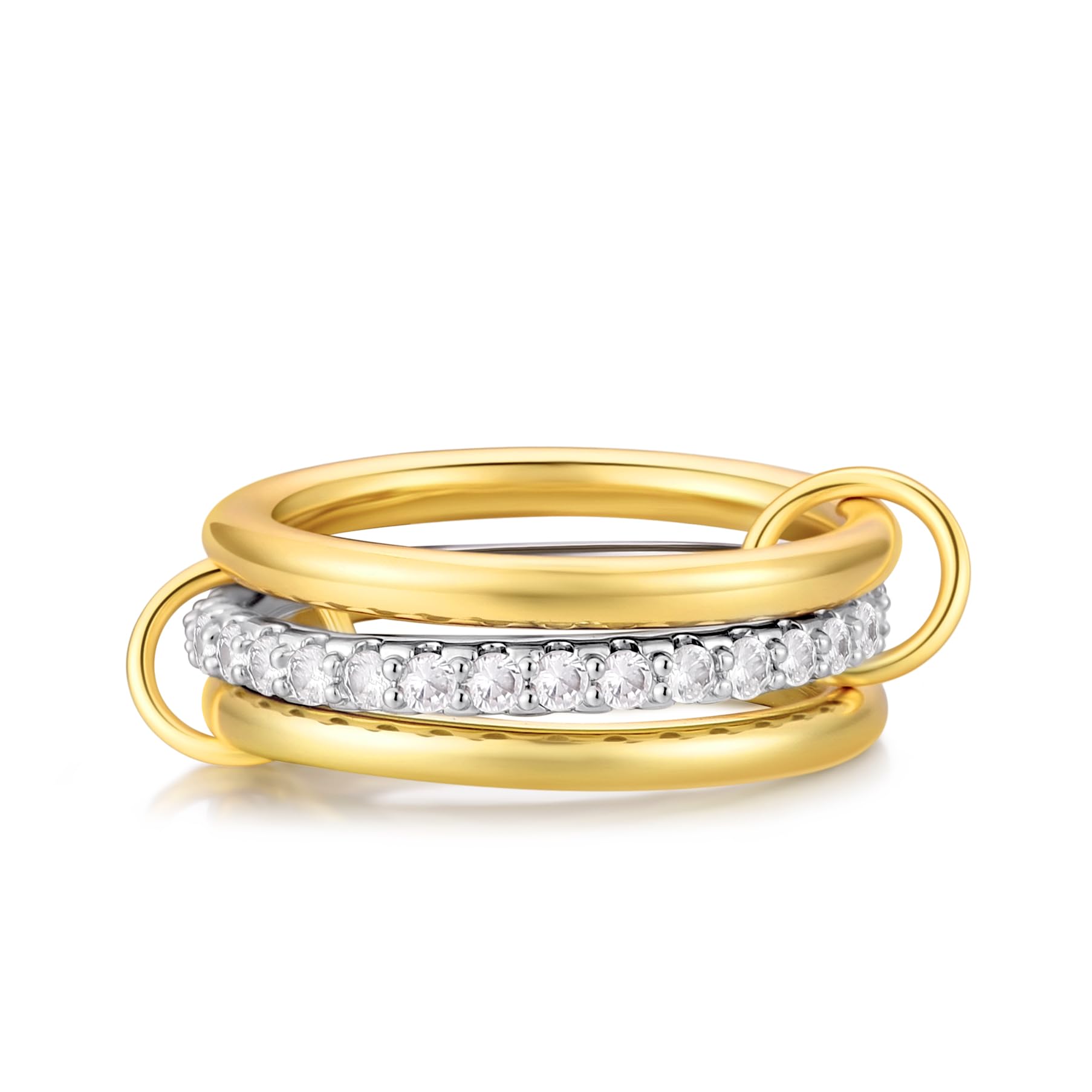 Canboer 14K Gold Plated Interlocked Stackable Rings