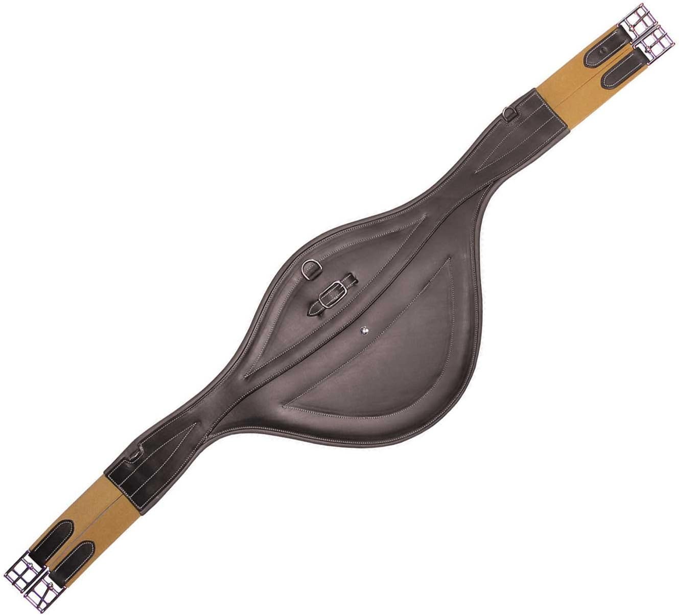 Mark Todd Stud Girth Deluxe Leather Elasticated 52" Havana - Havana, 52"