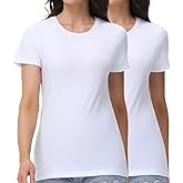 wirarpa Women's T-Shirts Cotton Crew Neck Short-Sleeve Casual Tees Tops Undershirt 2 Pack