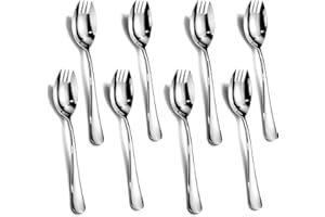Alata Sporks, 8-Pack Food-Grade Stainless Steel Sporks, 7.4 Inches Long Handle Salad Forks for Dessert, Ice Cream, Salad, Sou