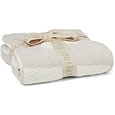 Barefoot Dreams CozyChic Cuddle Receiving Blanket, Cream-Stone, 30"x30"