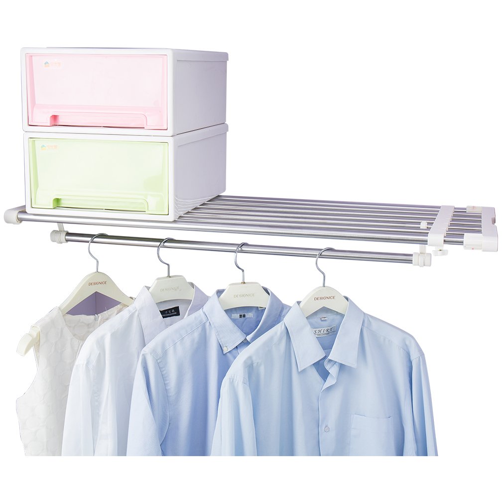 Hershii Closet Tension Shelf Expandable Telescopic Rod Heavy Duty
