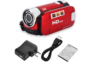 DIYEENI Handheld Video Camcorder FHD 16x Digital Zoom, Tragbar Digital Camera with COMS Sensor, Builtin Speaker, 270 ° Rotary Screen, Video Camera for Kids(Red)